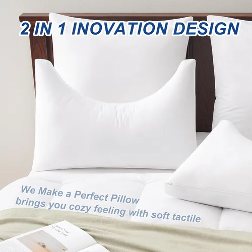 Vista 4 de ACCURATEX Almohada para Personas que Duermen de Lado para Personas que Duermen de Lado y de Espalda - Funda de Algodón 100% Rellena con Alternativa