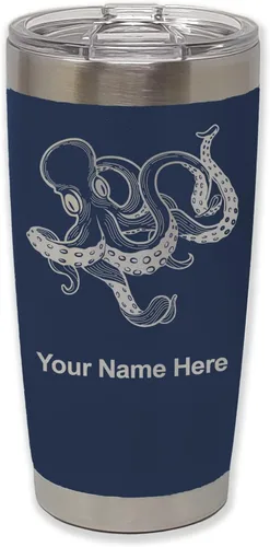 Vista 20 de LaserGram Vaso aislado al vacío de 20 onzas, Kraken, grabado personalizado incluido (negro)