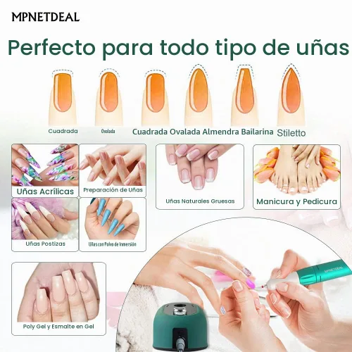 Vista 3 de MPNETDEAL Taladro eléctrico de uñas profesional e-File con pantalla digital LED, herramientas profesionales menicure para uñas acrílicas