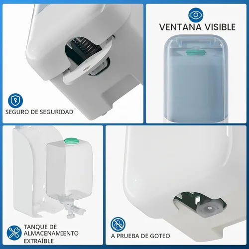 Vista 8 de Dispensador de jabón montado en la pared, 1000ml/33.8oz, ventana visible Blanco