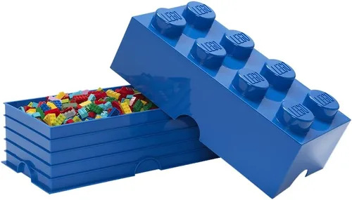 Vista 2 de LEGO Ladrillo de Almacenamiento 8 - conectores AZUL - Caja de Almacenamiento de Plástico Apilable con Tapa para Niños y Adultos, Organizador de Azul