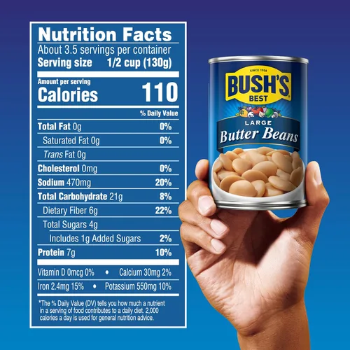Vista 2 de Bush's Best - Frijoles grandes de mantequilla, 16 onzas Buena fuente de proteína vegetal, buena fuente de fibra, sin grasa, sin gluten