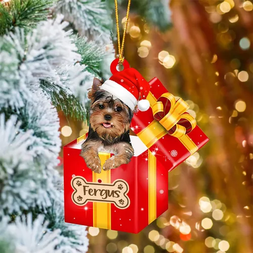 Vista 49 de Adorno de Navidad personalizado de Akita Inu, nombre personalizado Akita Inu para árbol de Navidad, en caja de regalo roja