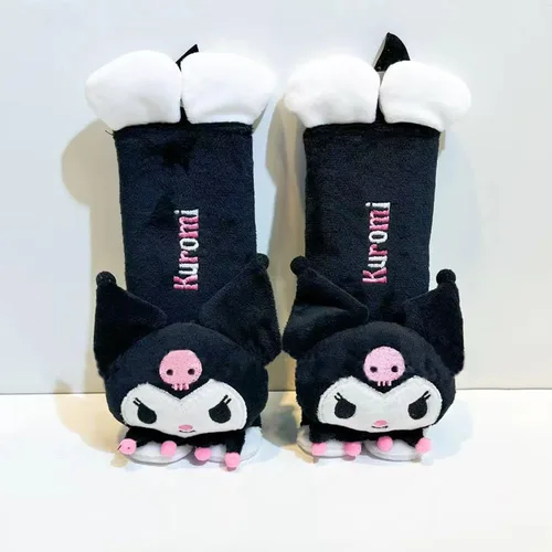 Vista 6 de Funda Kawaii para cinturón de seguridad de automóvil, lindo juego de 2 piezas de correa de asiento de anime, protector de cuello, decoración
