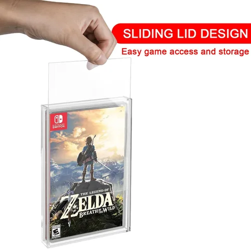 Vista 6 de CaSZLUTION Clear Acrylic Video Game Box Protector Case Compatible for Nintendo Switch Game Case, 3mm Thick Dustproof Wall Storage Holder Game