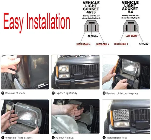 Vista 5 de 4 piezas de faros LED de 4 x 6 pulgadas compatibles con Chevrolet Chevy C4500 C5500 Kodiak, luz DRL de haz sellado rectangular, señal de giro.