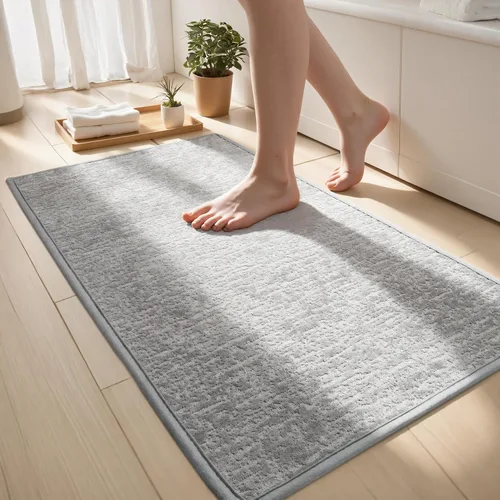 Vista 12 de Tapetes de baño antideslizantes delgados para debajo de la puerta, tapetes de baño de secado rápido absorbentes con respaldo de goma trenzado