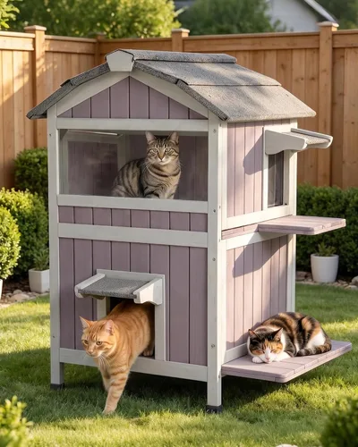 Vista 12 de Heated Cat House for Outside,Weatherproof Insulated Feral Shelter Solid wood structure with 6-sided insulated liner & certified heating pad. Keeps