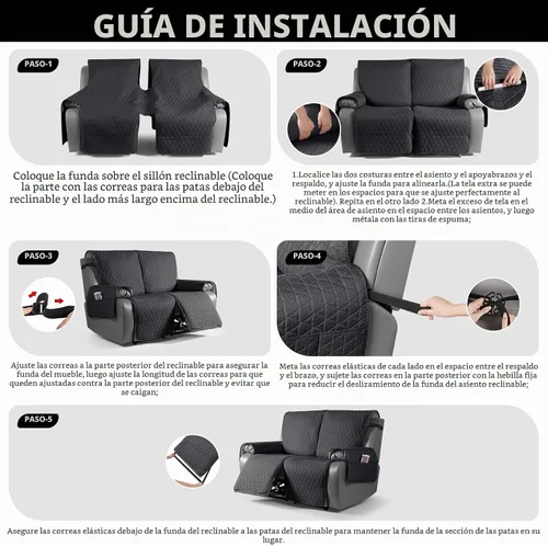 Vista 7 de TAOCOCO Funda reclinable 100% impermeable, antideslizante, lavable, con correas elásticas para las piernas, protector de muebles para perros