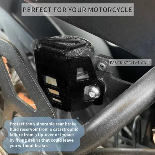 Vista 2 de Cubierta protectora de la tapa de aceite de la bomba del depósito del líquido de freno trasero de la motocicleta compatible con YAMAHA MT-09 Negro