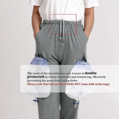 Vista 6 de Pantalones de catéter, pantalones para el cuidado de la incontinencia para hombres y mujeres, pantalones con soporte para bolsa de orina Foley