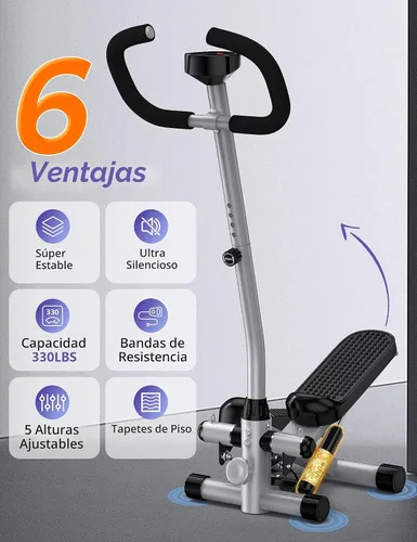 Vista 3 de Mini Stepper with Handlebar for Exercise, 330lbs Stair Climber Machine