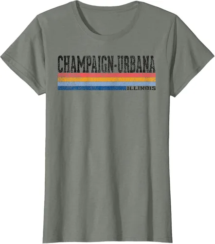 Vista 18 de clásico 1980s estilo champaign-urbana Illinois T Shirt, hombre 2XL, Blanco