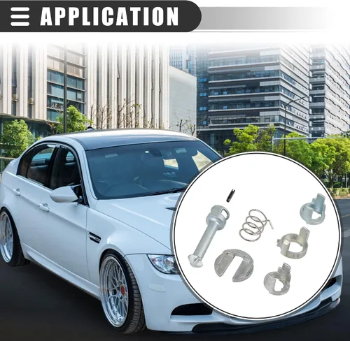 Vista 2 de Motoforti Kit de reparación de cerradura de puerta, cilindro de cerradura de puerta, kit de reparación, para BMW M3 2001-2006, metal, tono plateado