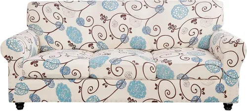 Vista 62 de SearchI Funda elástica para sofá, funda para sillón de 2 piezas con funda de cojín separada para silla, protector de muebles lavable para sala