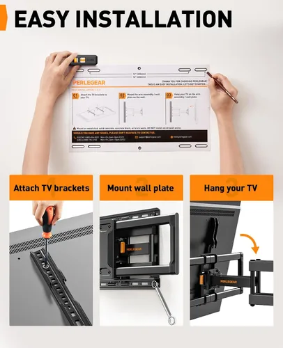 Vista 7 de Perlegear Soporte de pared para TV de movimiento completo para televisores