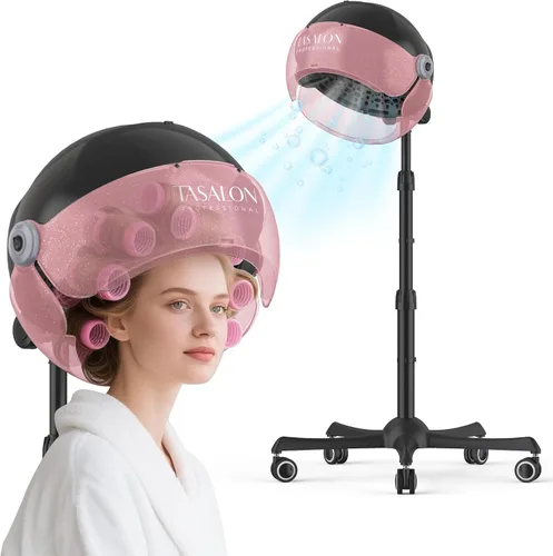 Vista 7 de TASALON Ionic - Secador de pelo con capucha, 1875 W profesional, con 3 ajustes de temperatura, secador de pelo con ruedas ajustable en altura