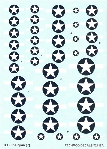 Vista 2 de Techmod 72417 1/72 U.S. National Aircraft Insignia Wet Decal 1943-1945 (7)