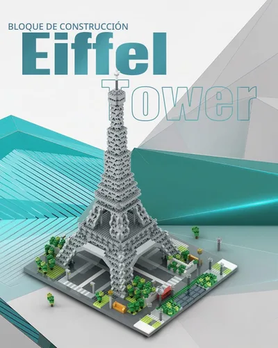 Vista 4 de dOvOb Architecture - Juego de microbloques de la Torre Eiffel, 3369 piezas de mini ladrillos 3D, juguete de rompecabezas 3D, regalo para adultos