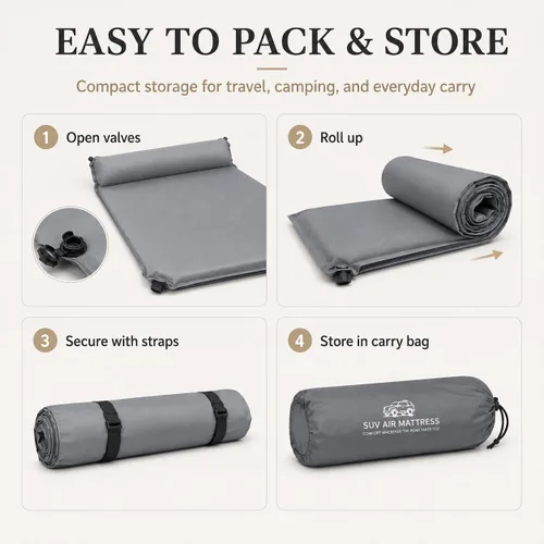 Vista 2 de SUV Air Mattress for Mazda CX-70, Inflatable Car Bed with Pillow, Soft Suede Travel Sleeping Pad for Car Camping,Grey