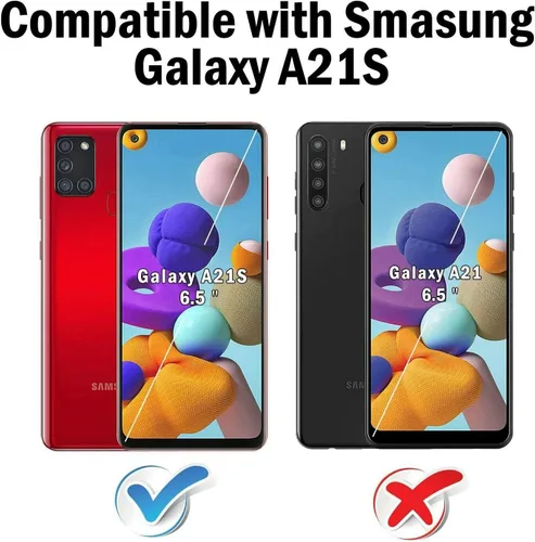 Vista 2 de Funda protectora para Samsung Galaxy A21S, con protector de pantalla integrado, resistente grado militar, con clip para cinturón y función atril