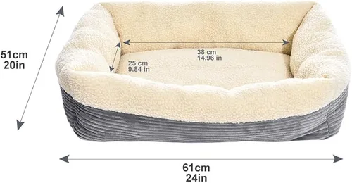 Vista 2 de Amazon Basics Cama para mascotas autocalentable lavable a máquina de 24 pulgadas para gatos o perros, rectangular, gris, 24 pulgadas de largo x 20