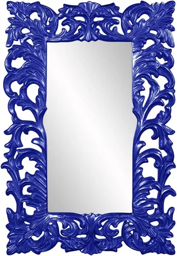 Vista 23 de Howard Elliott Chateau Rectangular Hanging Wall Mirror, Scroll Work Frame, Black, 31.5 x 42 Inch