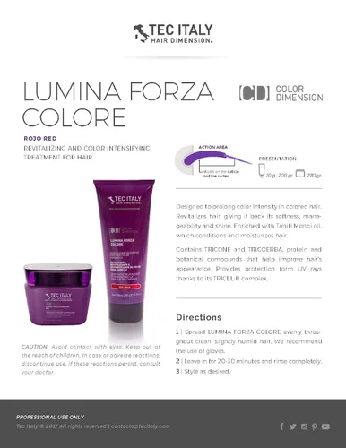 Vista 2 de Tec Italy Lumina Forza Colore Rojo/Rojo - 9.88 oz/9.87