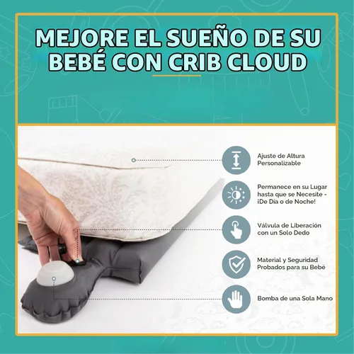 Vista 6 de Almohada inflable en forma de cuña para alivio de cólicos en bebés – Cuña para dormir de bebé totalmente ajustable para ayudar con el reflujo ácido