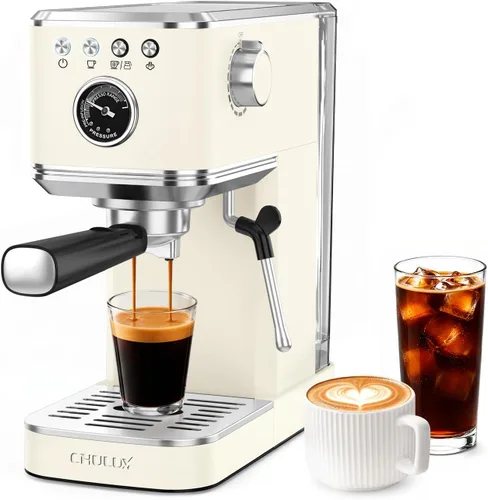 Vista 10 de CHULUX Elite - Máquina de café espresso con varita de vapor para capuchino Gris metálico