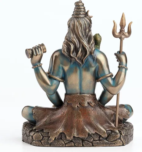 Vista 4 de Veronese Design Lord Shiva in Lotus Pose Hindu God Destroyer of Evil - Estatua de resina de 6.2 pulgadas de alto, acabado en bronce