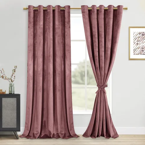 Vista 58 de DWCN - Juego de 2 paneles de cortina de terciopelo con ojales negros, tratamiento de ventanas con aislamiento térmico, apilables, decoración moderna