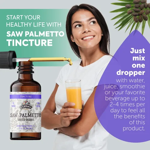 Vista 2 de Saw Palmetto - Tintura de 2 onzas – Extracto de hierbas orgánicas Sin alcohol Gotas de hierbas veganas