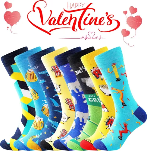 Vista 2 de BONANGEL Calcetines de vestir divertidos para hombre, coloridos y divertidos, calcetines locos, regalos para hombres