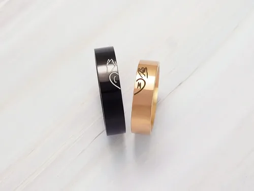 Vista 3 de Pinky Promise Couple Ring, Matching Initial Couple Ring Set, Custom Engraved Engagement Jewelry