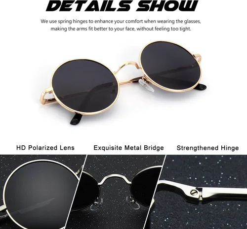 Vista 56 de CGID Gafas de sol unisex polarizadas redondas E01 Lennon