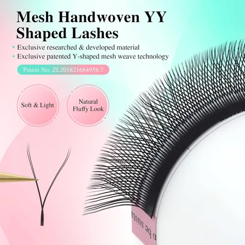 Vista 2 de NAGARAKU YY - Extensiones de pestañas, suministros Y, Lash 4D, Easy Fan, pestañas cruzadas de volumen ruso, pestañas YY, tejidas a mano, malla