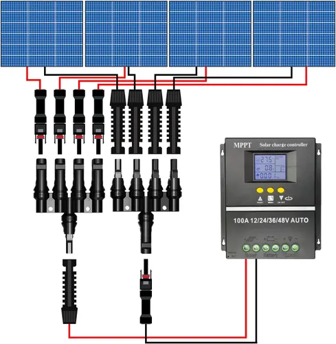 Vista 6 de Conectores de panel solar en T, conectores de rama para paneles solares, IP67 impermeable 4 a 1 conectores para 1 par/M/FFFF y F/MMMM