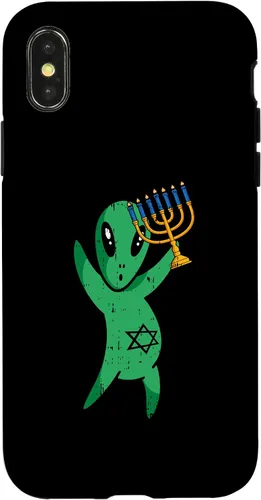 Vista 4 de Funda para iPhone 15 Alien Menorah Hanukkah Star Of David Janukah Jewish Holiday Case