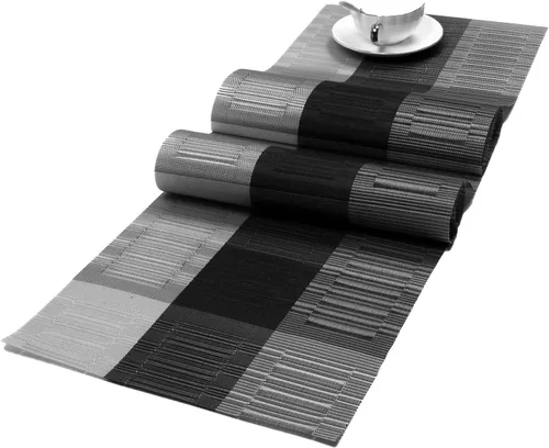 Vista 39 de SHACOS - Caminos de mesa de vinilo tejido, lavables, para uso en interiores o exteriores, fáciles de limpiar
