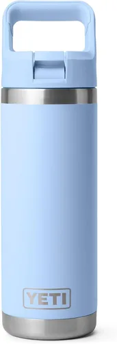 Vista 41 de YETI Rambler Botella de 18 onzas, aislada al vacío, de acero inoxidable con tapa de popote a juego de colores, rojo rescate