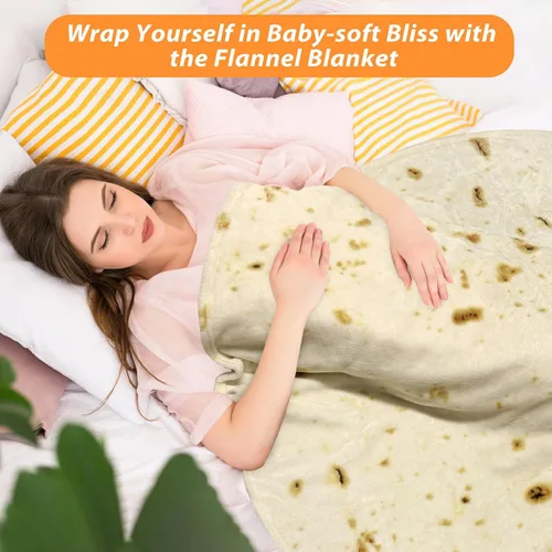 Vista 4 de HDFK Manta de Tortilla Tamaño Adulto Beige Amarillo de Doble Cara Throw Taco Mantas de Comida Realista Ligeras de Franela de Forro Polar Elefante