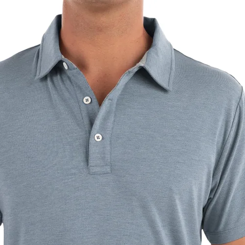 Vista 3 de Free Fly Polo Flex para hombre Azul jaspeado anochecer