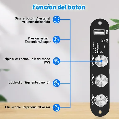 Vista 4 de Daakro 2 unidades ZK-1001U Mono Bluetooth Amplificador Board w/TWS, 100W Pico Power Home Audio Amplificador de Audio, Amplio Voltaje Entrada 9-24V