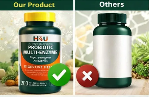 Vista 6 de H4U Fórmula probiótica de enzimas digestivas multienzimáticas con tabletas de Acidophilus para salud digestiva y apoyo intestinal, suplemento