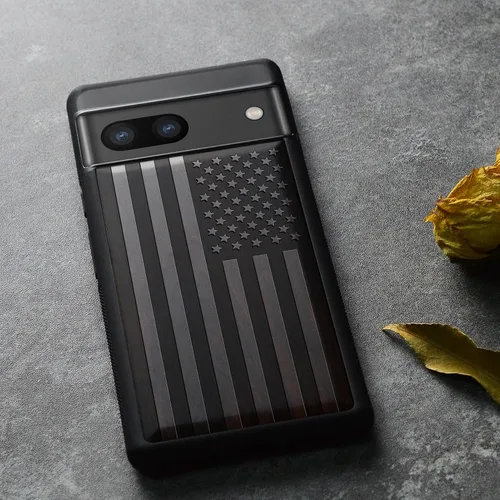 Vista 4 de Carveit Funda de madera para Pixel 8a [madera natural y TPU suave negro] a prueba de golpes, funda de madera única compatible con Google Pixel 8a