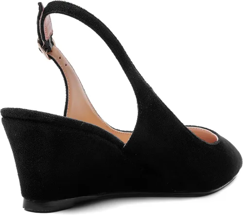 Vista 5 de SHOWFOREST Zapatos de tacón bajo con correa ajustable para mujer, con hebilla de gamuza y puntera puntiaguda, 2 pulgadas