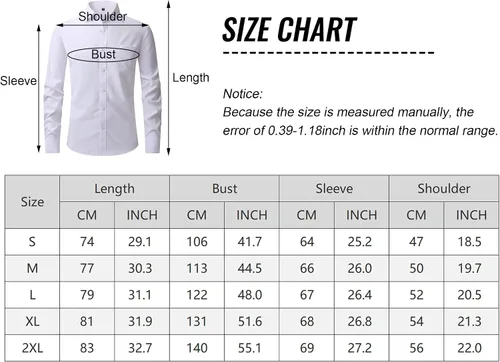 Vista 3 de AIEOE Camisa de vestir de manga larga para hombre, ajustada, con botones, unicolor, elástica, formal, con bolsillo