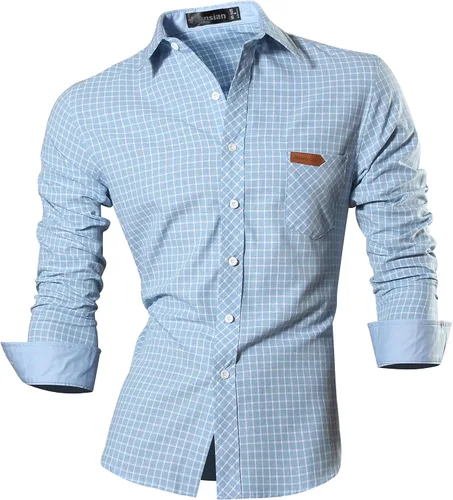 Vista 70 de jeansian - Camisas de manga larga de ajuste entallado para hombre (8397), con botones, informales y de vestir.