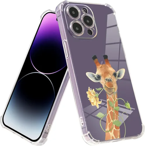 Vista 2 de Roemary Funda de jirafa para iPhone 7/8/SE 2020 con diseño floral de jirafa, patrón floral con protector de pantalla